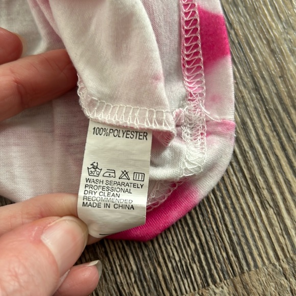 Shein Tie Dye 2 Piece Set Cropped Outfit Tank Top Shorts Pink White Women Small - Picture 7 of 11